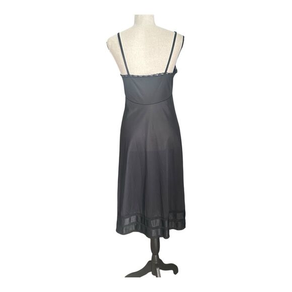 VTG Black Satin Lace Slip Dress Nightgown 90s Y2K Midi Lingerie Goth Romantic S - Picture 2 of 4